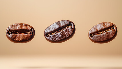 Floating Coffee Beans: 8K High-Resolution Commercial Photo