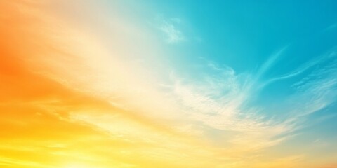 Obraz premium Ethereal Vista of Fantasy: A Vibrant Panoramic Sunset Sky, Rich in Gradient Colors, Embracing the Tranquil and Uplifting Spirit of a Summer Twilight,4K wallpaper, poster background