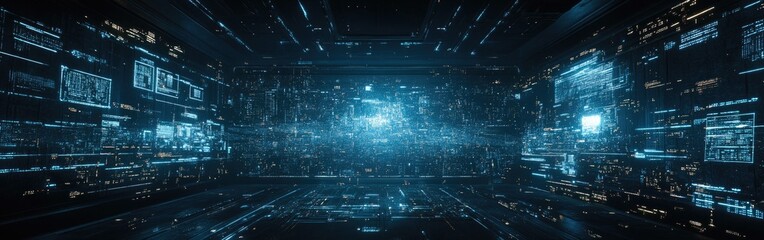 Naklejka premium Vibrant animations create an energetic atmosphere in a digital cityscape