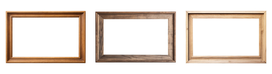 Obraz premium Set of blank wooden frame isolated on transparent background
