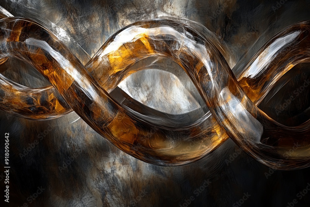 Poster an artistic representation of a hydrocarbon chain with intricate textures and play of light. generat
