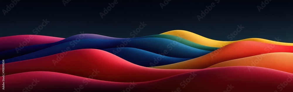 Poster vibrant waves in various colors create an abstract representation of pride