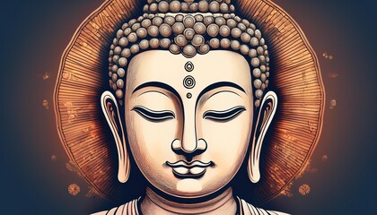 Serene Buddha Faces- Detailed and serene portrait  of Buddha’s face, focusing on calm expressions, often paired with soft, spiritual background