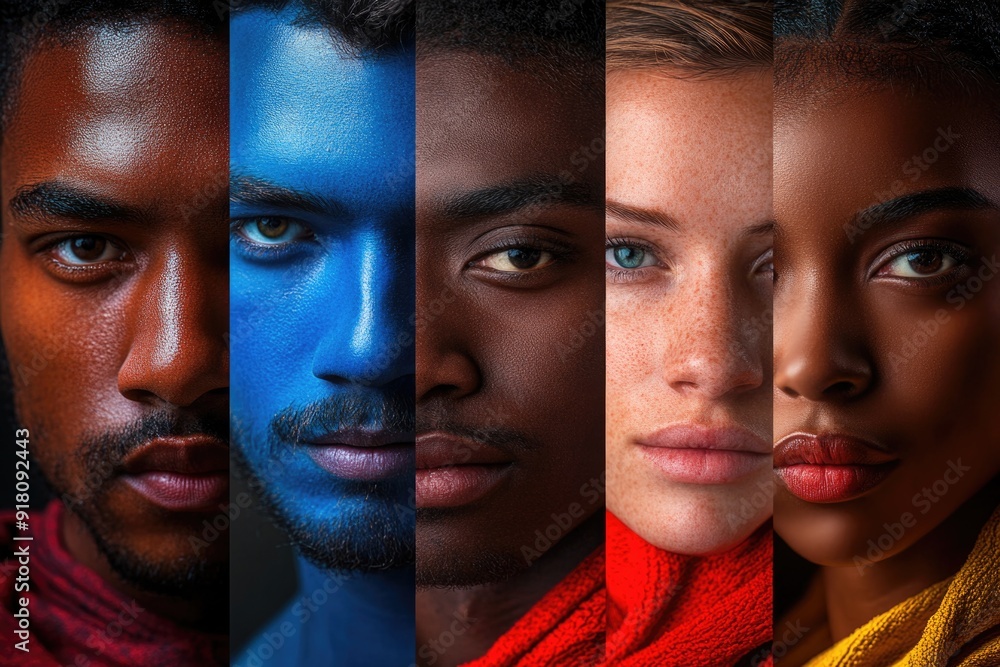 Poster a striking visual representation of multicultural identities and expressions through faces