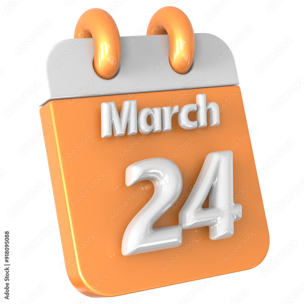 Wall mural 3D Calendar with 24 date number,March 3D Illustration