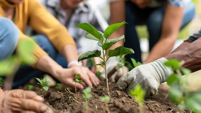 Cross-Generational Teamwork: Elderly and Young People Planting Trees in Community Garden
