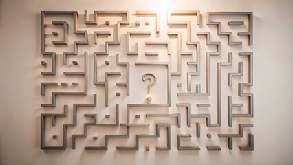 Conceptual Maze with Question Marks - A maze filled with question marks and doubt symbols, representing the search for answers and solutions.