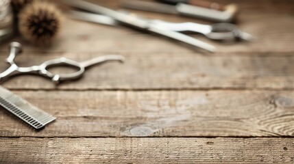 Nostalgic Vintage Barber Tools on Rustic Wooden Surface