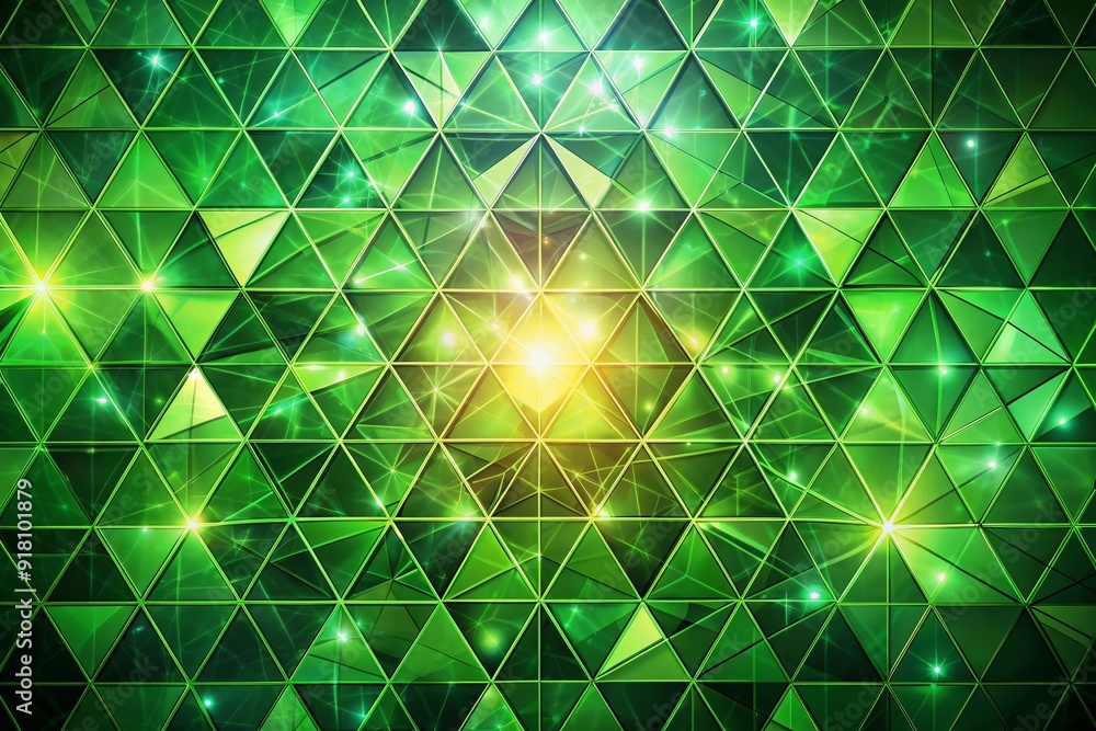 Poster vibrant green futuristic geometric background featuring intricate diamond and triangle mosaic patter