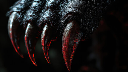 A close up of a claw with red tips