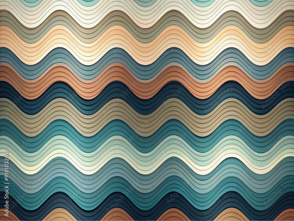 Poster muted angular waves undulate across a clean, minimalist background, creating a modern and sophistica
