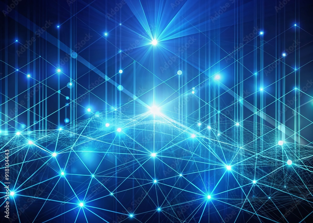 Poster modern innovation and network design come to life in tranquil blue gradient backdrop, featuring digi