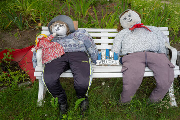 boggle on park bench on the Havel Path way in Germany near district Grütz ( County Havelland)