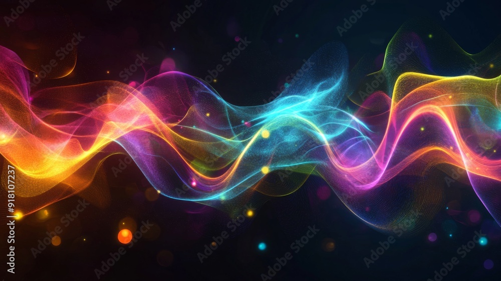Fototapete an abstract representation of electrical waves with vibrant, glowing lines and dynamic patterns agai