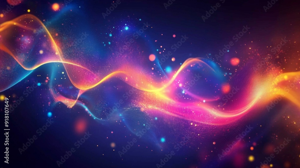 Fototapete An abstract representation of electrical waves with vibrant, glowing lines and dynamic patterns against a dark background, illustrating the concept of electrical signals.