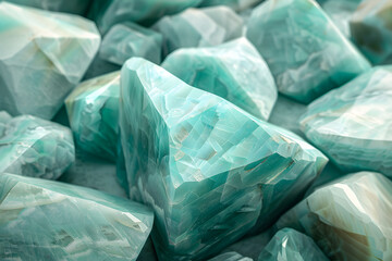 Fototapeta premium Close-up of beautiful teal-colored crystalline stones, creating a serene and luxurious feel.