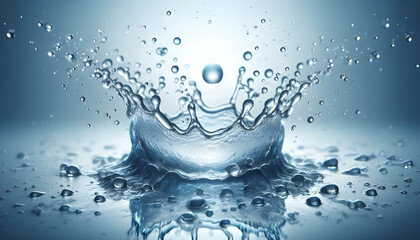 Close-up water drop splash on white background