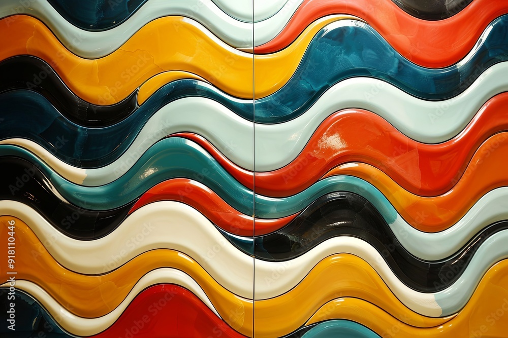 Aufkleber vibrant wavy lines in various colors create a mesmerizing optical illusion that captivates viewers' 