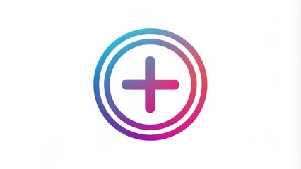 Obraz premium A modern circular logo featuring a stylized plus sign blended with a circle, symbolizing positivity, unity, and infinity in a clean minimalist design.
