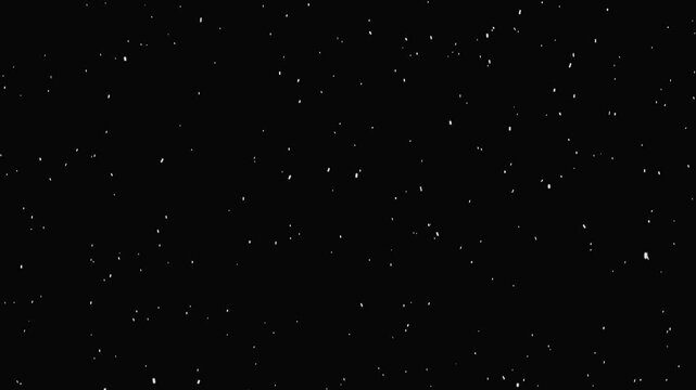 white snow black background. falling snow effect backdrop video, snow flurry transparent snow animation, falling snow or snow fall overlay transparent background.