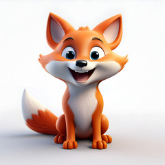 Obraz premium A cheerful cartoon fox sitting on a plain background