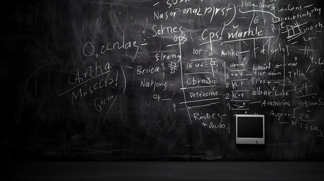  Quantum physics equations on a blackboard, mathematics, advanced concepts 