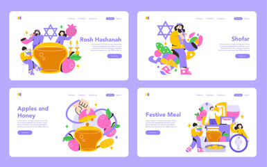 Rosh Hashanah. Flat Vector Illustration