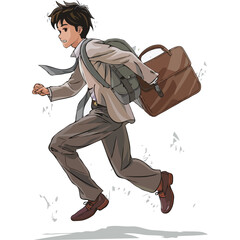  A young Japanese man in his thirties, wearing business casual A simple flat vector illustration on a white background