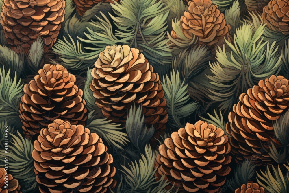 Canvas Prints Pine Cones Material Structure Background - Generative AI