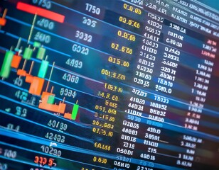 Currency exchange rates displayed on a screen, representing financial trading, global markets, and economic exchange.
