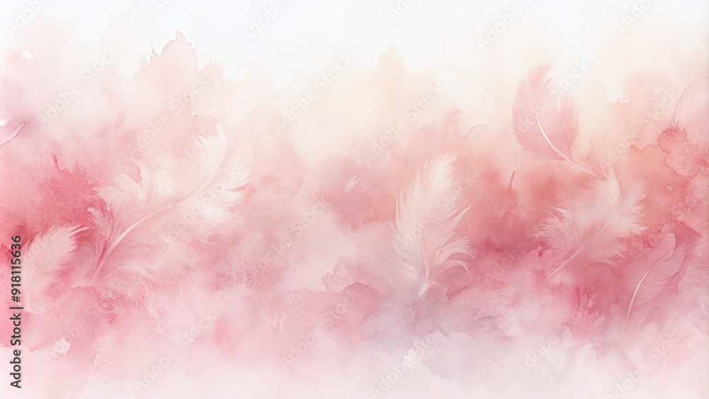 Poster soft pink watercolor stain gradient spreads organically on a crisp white background, creating a drea