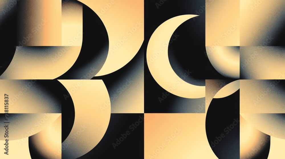 Leinwandbilder an intricate abstract pattern with geometric shapes and gradients in muted tones, offering a sophist