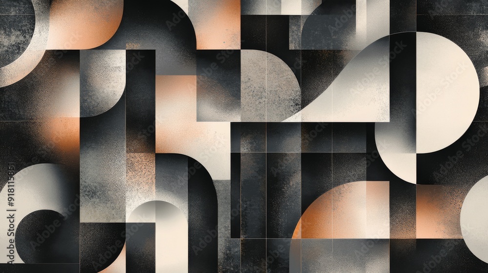Leinwandbilder an intricate abstract pattern with geometric shapes and gradients in muted tones, offering a sophist