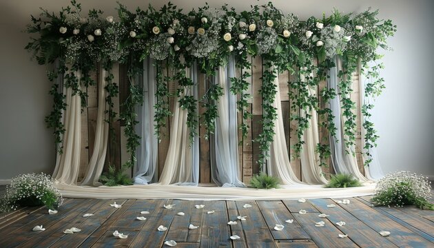 greenery wall adorned with pea lights, providing a fresh and vibrant indoor wedding backdrop