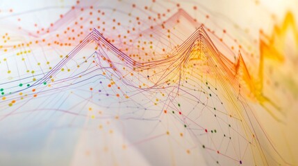 An overhead shot of a 3D line graph showing multiple data points and trends, with axes clearly labeled and the lines extending dynamically across the graph's surface.