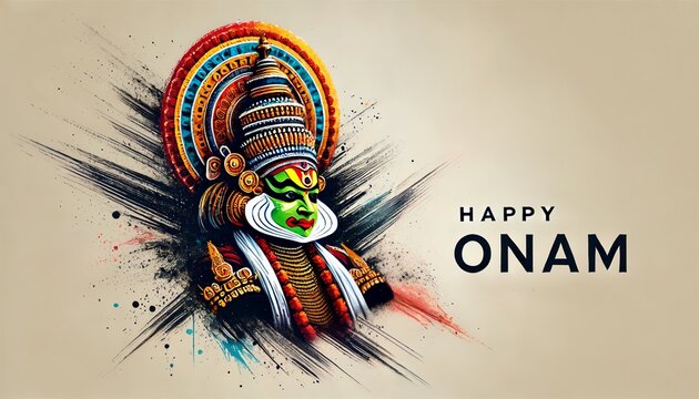 Gunge poster illustration for onam with kathakali dancer.