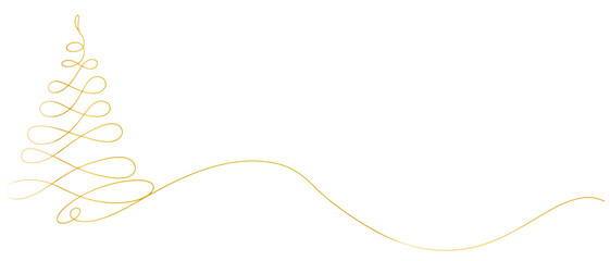 Christmas tree line art style illustration vector with transparent background 