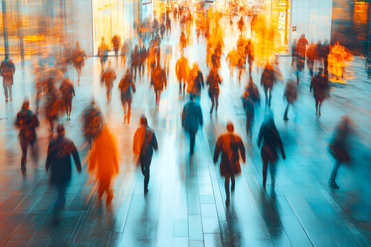 Personnes se d&eacute;pla&ccedil;ant avec un flou de mouvement