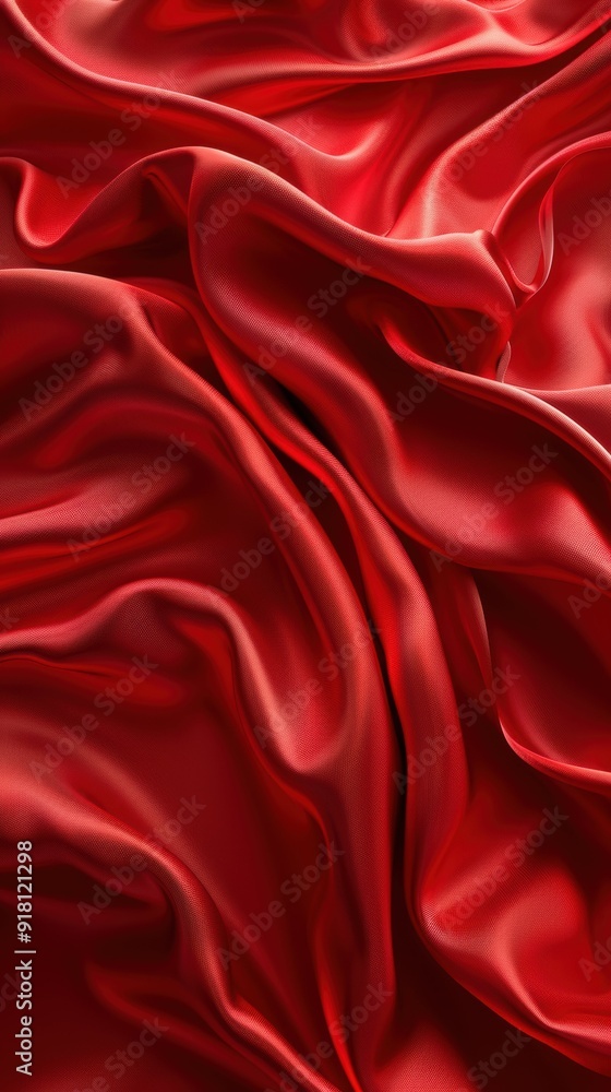 Aufkleber a red fabric with a wave pattern. the fabric is flowing and has a sense of movement