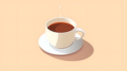 Obraz premium A cup of coffee isometric flat design, steaming hot, minimalist style