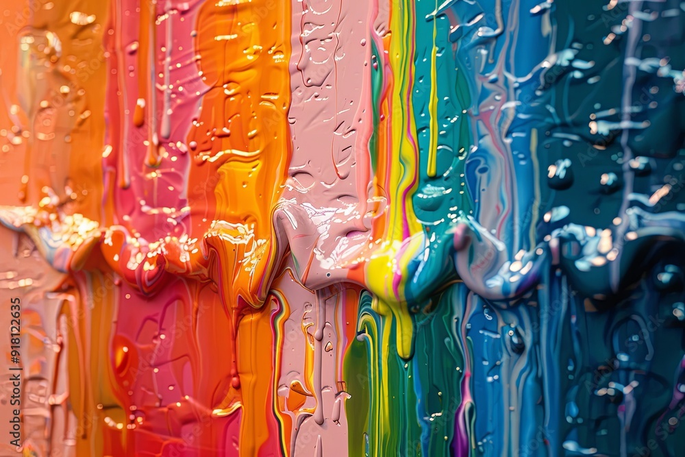 Poster vibrant dripped paint patterns form a visually striking abstract work of art. generative ai