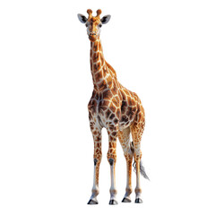 Naklejka premium A Giraffe standing isolated on a transparent background for web, banner, wallpaper