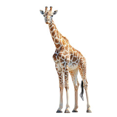 Obraz premium A Giraffe standing isolated on a transparent background for web, banner, wallpaper