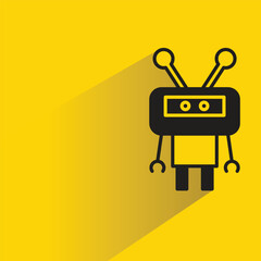 robot character with shadow on yellow background