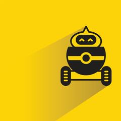 robot character with shadow on yellow background