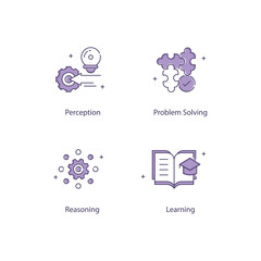 Fototapeta premium AI and Robotics Icons Set, machine learning, neural networks, AI icons, deep learning