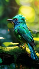 Emerald Green Bird With Iridescent Feathers_10 Generative AI