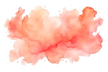 Obraz premium A blend from soft peach to coral watercolor on white background, AI Generated