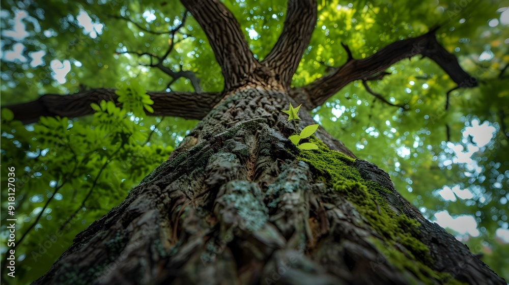 Poster intersecting tree branches forming a natural cross symbol concept