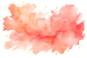 Obraz premium A blend from soft peach to coral watercolor on white background, AI Generated